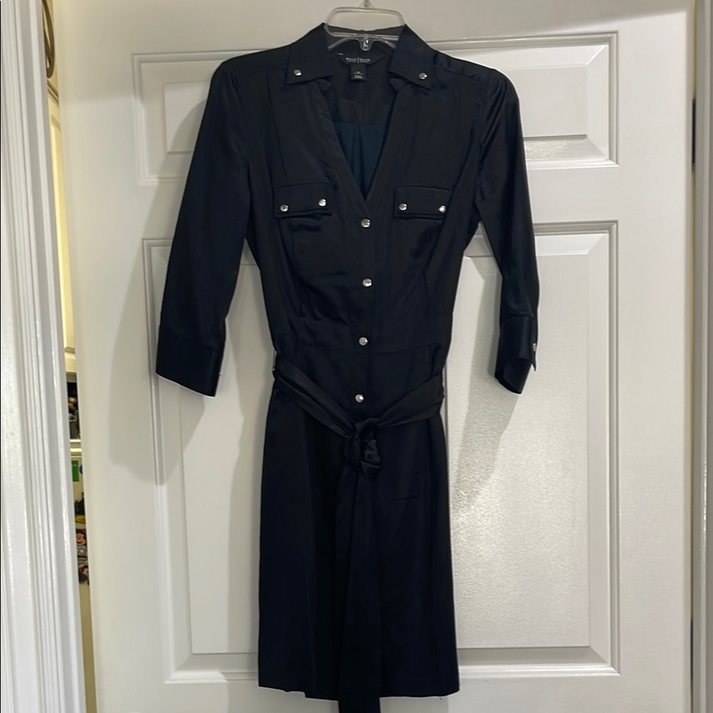 White House Black Market Black Buttoned Shirt Dress
